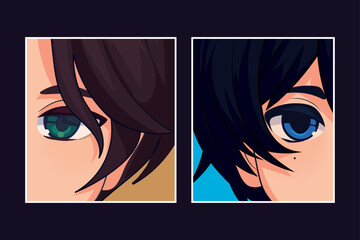 anime boys face closeup