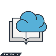 book is in the cloud icon logo vector illustration. Library cloud .digital library symbol template for graphic and web design collection