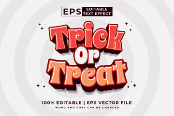 Editable text effect Trick Or Treat 3d cartoon template style premium vector