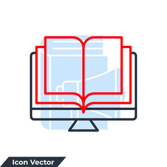 read online book on screen icon logo vector illustration. online reading symbol template for graphic and web design collection