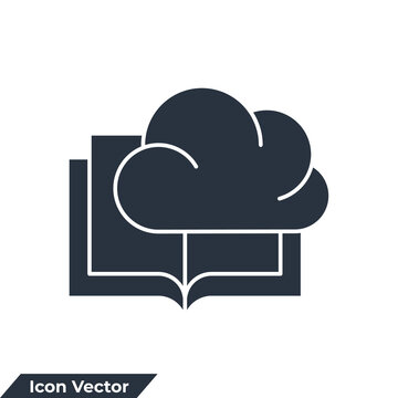 book is in the cloud icon logo vector illustration. Library cloud .digital library symbol template for graphic and web design collection