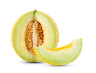 Yellow melon isolated on transparent (PNG) - obrazy, fototapety, plakaty