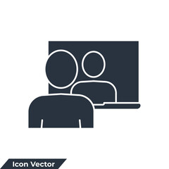 distance learning icon logo vector illustration. Business e-learning webinar symbol template for graphic and web design collection