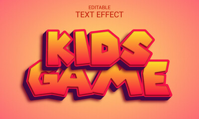 Kids game Editable 3d text effect style 