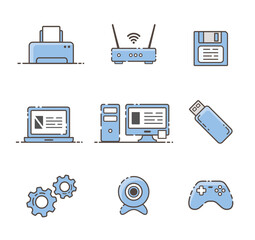 Computer equipment. Flat illustration. Isolated on white background.