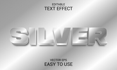 Silver Editable 3d text effect style 