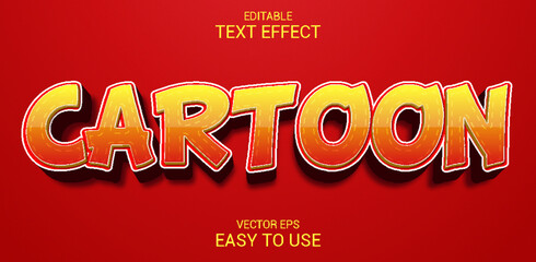 Cartoon Editable 3d text effect style red and yellow