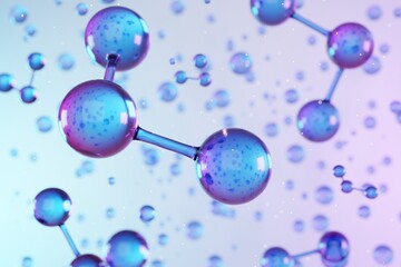 Flying transparent molecule on a pink purple background 3D illustration