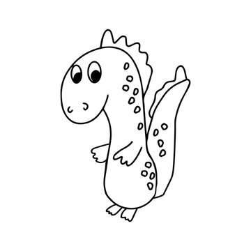 dragon dinosaur hand drawn in doodle style. cute children fairy tale character.