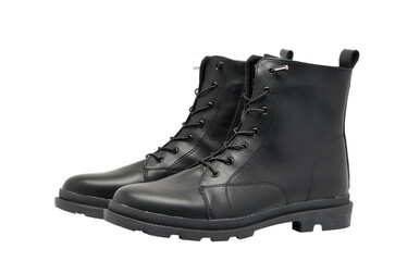 Pair of black shoes isolates on white background