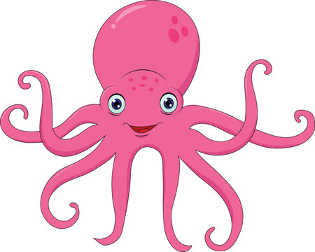 Happy Octopus Vector Illustration Graphic