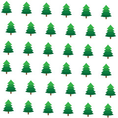 Abstract green Christmas tree lined in neat rows on white background.