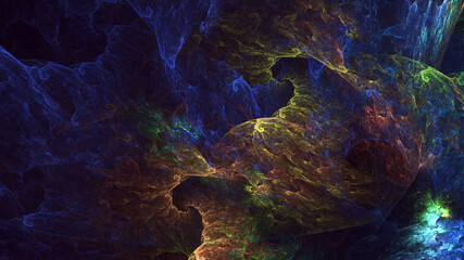 3D rendering abstract multicolor technology fractal light background