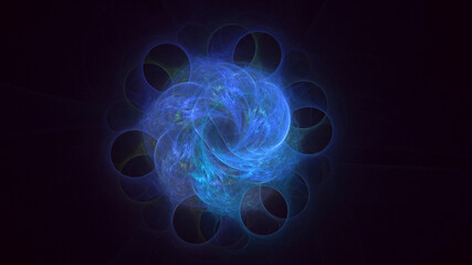 3D rendering abstract multicolor technology fractal light background