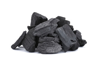 Wood charcoal isolated on white