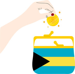Bahamas flag hand drawn,Bahamian dollar hand drawn