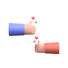 3d render couple hand with love gesture icon