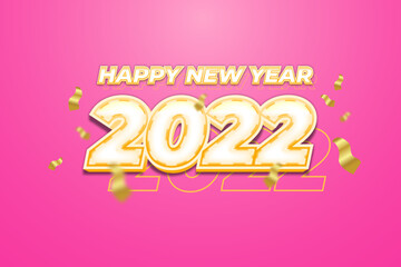 Happy new year realistic 2022 gold text effect