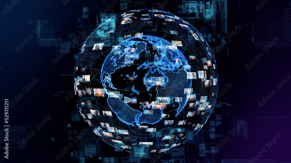 Poster Digital contents concept. Social networking service. Streaming video. NFT. Non-fungible token.