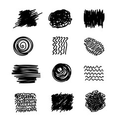 A large set of circular abstract backgrounds or patterns. Hand-drawn doodles. Blots, blots, dots, curves, lines. Modern quirky vector illustrations. Posters, badge templates for social networks.