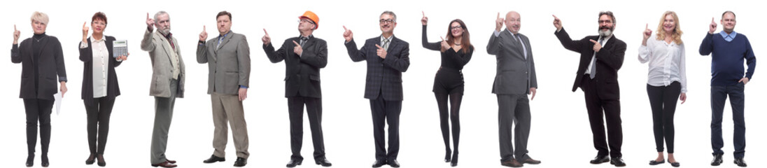 group of businessmen showing thumbs up isolated