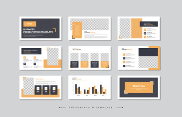 Corporate Business PowerPoint presentation design template set, Minimalist google slides template