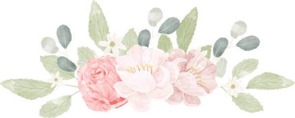 pink pastel watercolor rose flower bouquet arrangement