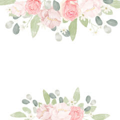 pink pastel watercolor rose flower bouquet arrangement banner background