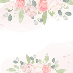 pink pastel watercolor rose flower bouquet arrangement banner background