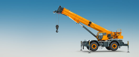 3d illustration of  Mobile crane machine stand 