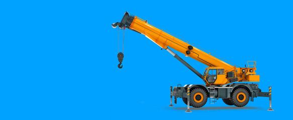 3d illustration of  Mobile crane machine stand 