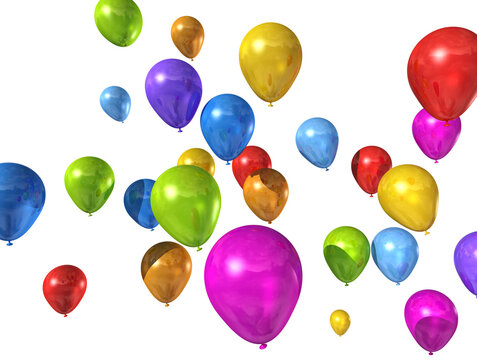 colored balloons on a transparent background