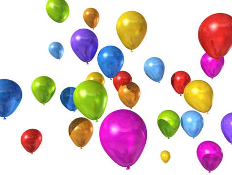 colored balloons on a transparent background
