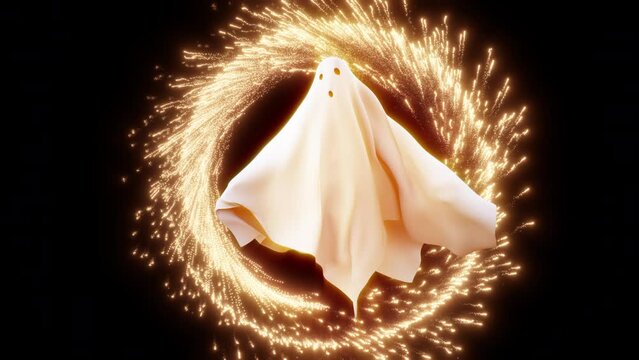 Cloth Ghost Loop. Halloween cloth ghost moving on background in a seamless loop.