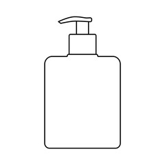 Cosmetic bottle pomp vector illustration. Beauty, bath, medicine and self care concept. shampoo, lotion, soap or cream bottle simple line art icon for beauty store, spa, social media