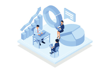 Corporate culture. Workplace culture, communication gap, racial discrimination, company team, body language.isometric vector modern illustration - obrazy, fototapety, plakaty