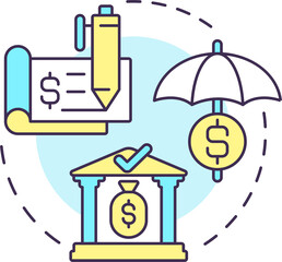 Savings accounts concept icon. Interest bearing deposit. Business banking abstract idea thin line illustration. Isolated outline drawing. Editable stroke. Arial, Myriad Pro-Bold fonts used