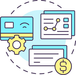 Merchant services concept icon. Credit card processing. Business banking abstract idea thin line illustration. Isolated outline drawing. Editable stroke. Arial, Myriad Pro-Bold fonts used