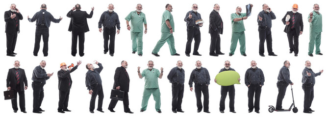 collage of a man in full growth displaying many professions and position