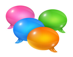 3D group of colored speech bubbles isolated