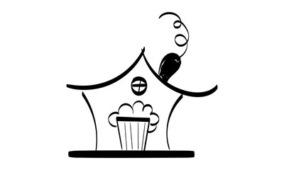 Hand drawn house. Simple vector icon. Family home minimalist black linear design isolated on white background. 
