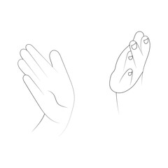 Applause hands cartoon sketch vector illustration.