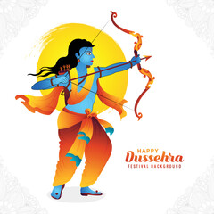 Illustration of lord rama indian holiday card happy dussehra festival background