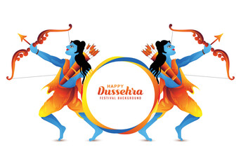 Happy dussehra festival illustration holiday card background