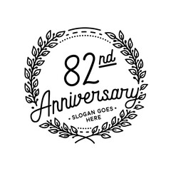 82 years anniversary celebrations design template. 82nd logo. Vector and illustrations. 