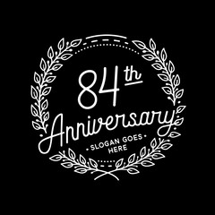 84 years anniversary celebrations design template. 84th logo. Vector and illustrations. 