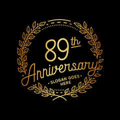 89 years anniversary celebrations design template. 89th logo. Vector and illustrations. 