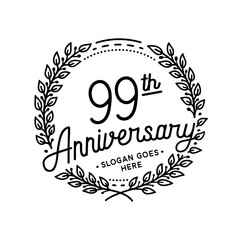 99 years anniversary celebrations design template. 99th logo. Vector and illustrations. 