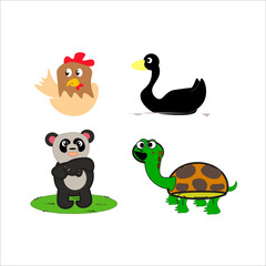 set of funny cartoon animals