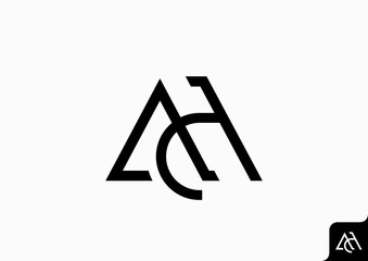 Letter AH logo design flat icon
